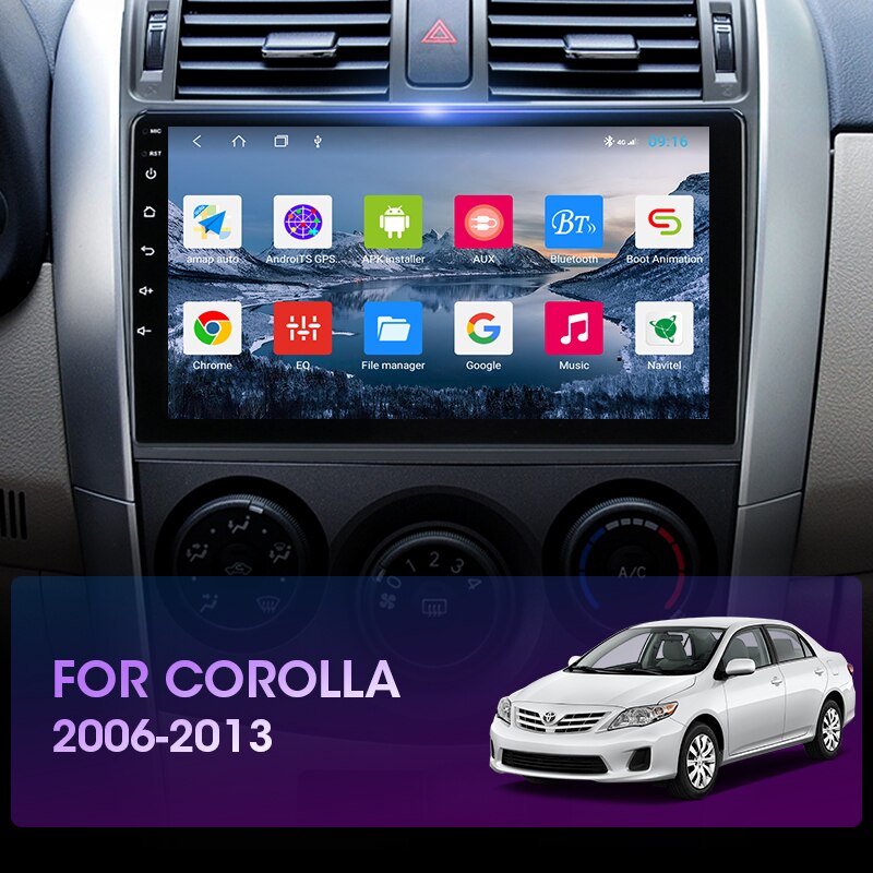 Vtopek 9″ 2 din 4G+WiFi Android Car Radio Multimedia Video Player Navigation GPS For Toyota Corolla E140/150 2006-2013 Head Unit Vtopek 9