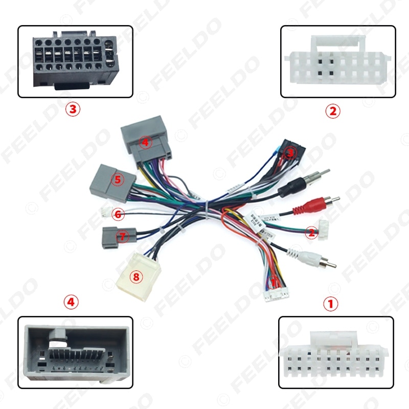 FEELDO Car Audio Radio CD Player 16PIN Android Power Calbe Adapter With