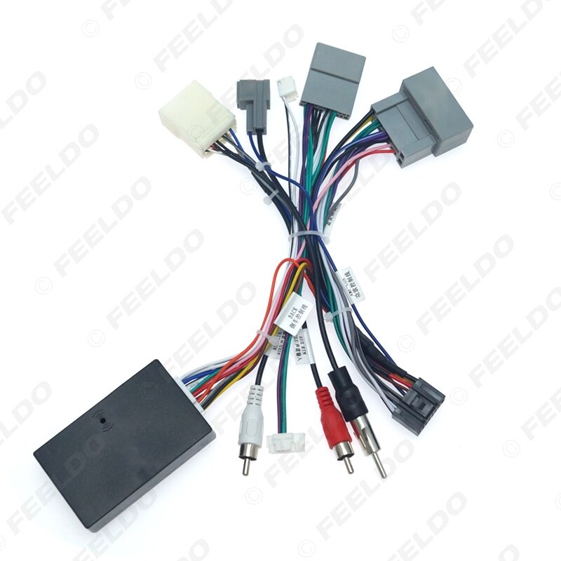 FEELDO Car Audio Radio CD Player 16PIN Android Power Calbe Adapter With Canbus Box For Honda Civic CRV Media Wiring Harness
