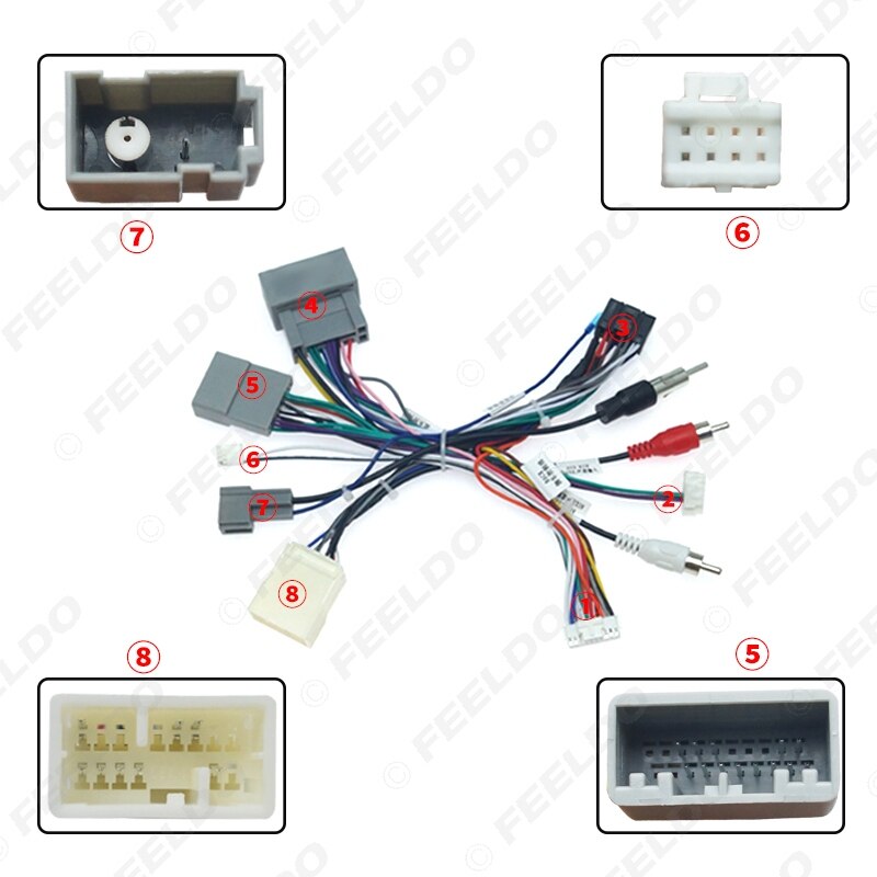 FEELDO Car Audio Radio CD Player 16PIN Android Power Calbe Adapter With Canbus Box For Honda Civic CRV Media Wiring Harness