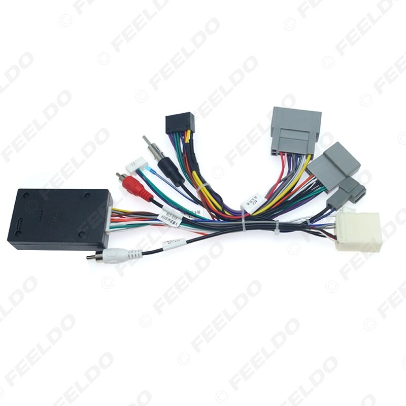 FEELDO Car Audio Radio CD Player 16PIN Android Power Calbe Adapter With Canbus Box For Honda Civic CRV Media Wiring Harness