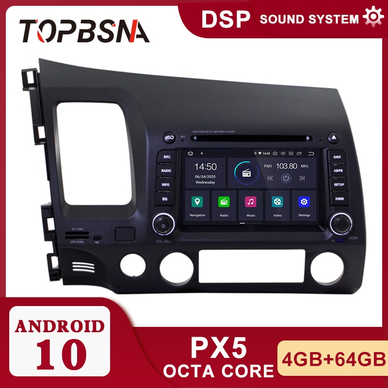 TOPBSNA Android 10 Car DVD Player For HONDA CIVIC 2006-2011 WIFI Multimedia GPS Navigation 2 Din Car Radio Video Stereo RDS Auto TOPBSNA Android 10 Car DVD Player For HONDA CIVIC 2006-2011 WIFI Multimedia GPS Navigation 2 Din Car Radio Video Stereo RDS Auto