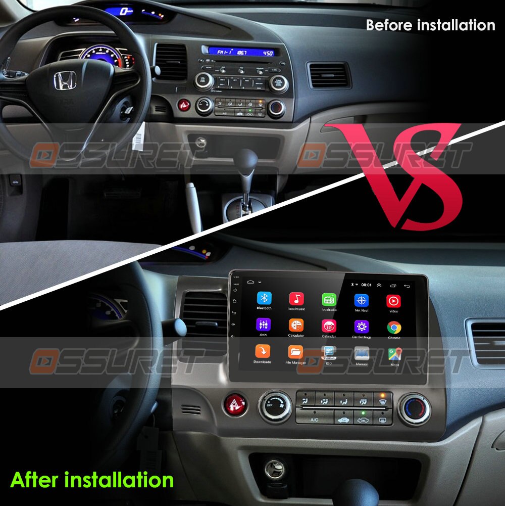 Ossuret 10.1 Inch 2Din Android 10 Car Radio Multimedia Player For Honda Civic 2006-2011 Navigation GPS dvd Player TPMS WIFI 4G