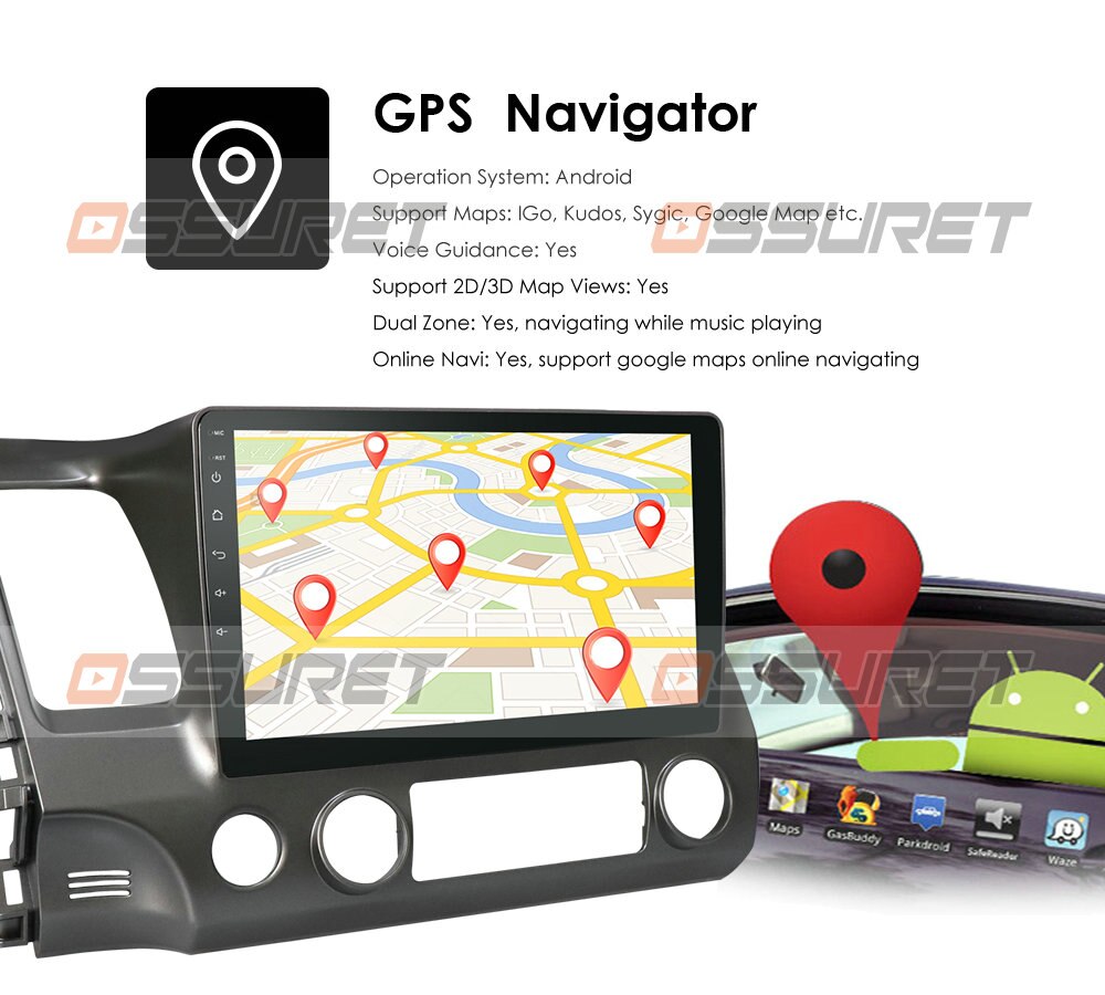 Ossuret 10.1 Inch 2Din Android 10 Car Radio Multimedia Player For Honda Civic 2006-2011 Navigation GPS dvd Player TPMS WIFI 4G