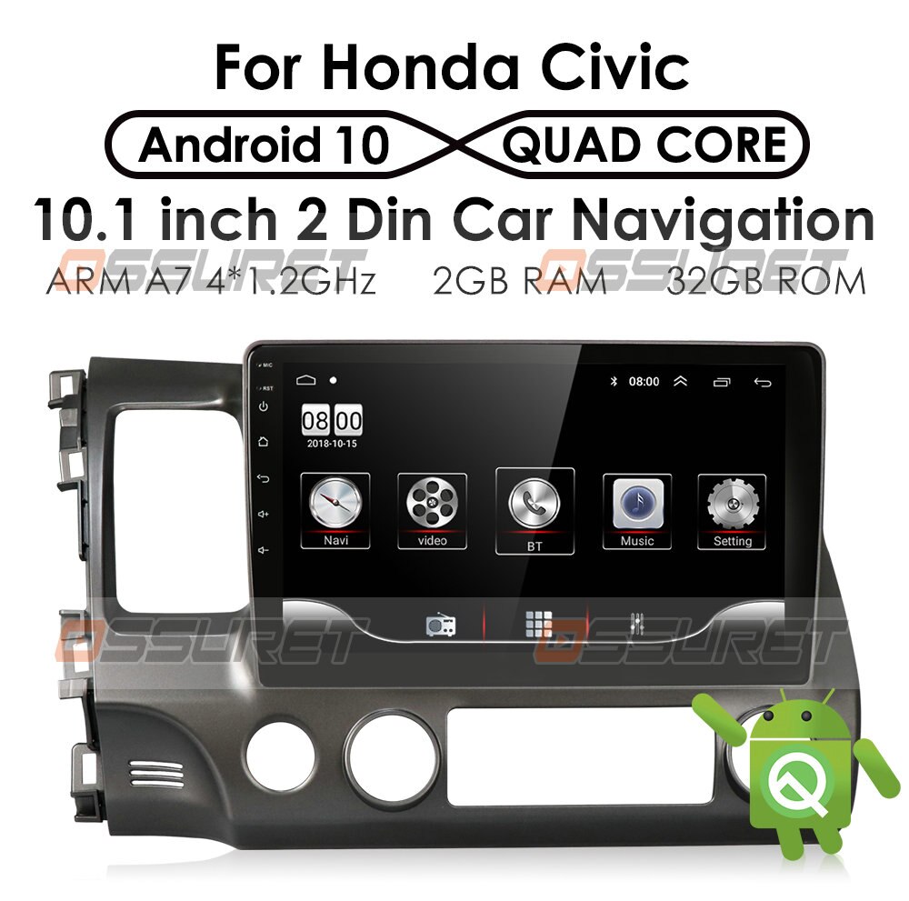 Ossuret 10.1 Inch 2Din Android 10 Car Radio Multimedia Player For Honda Civic 2006-2011 Navigation GPS dvd Player TPMS WIFI 4G