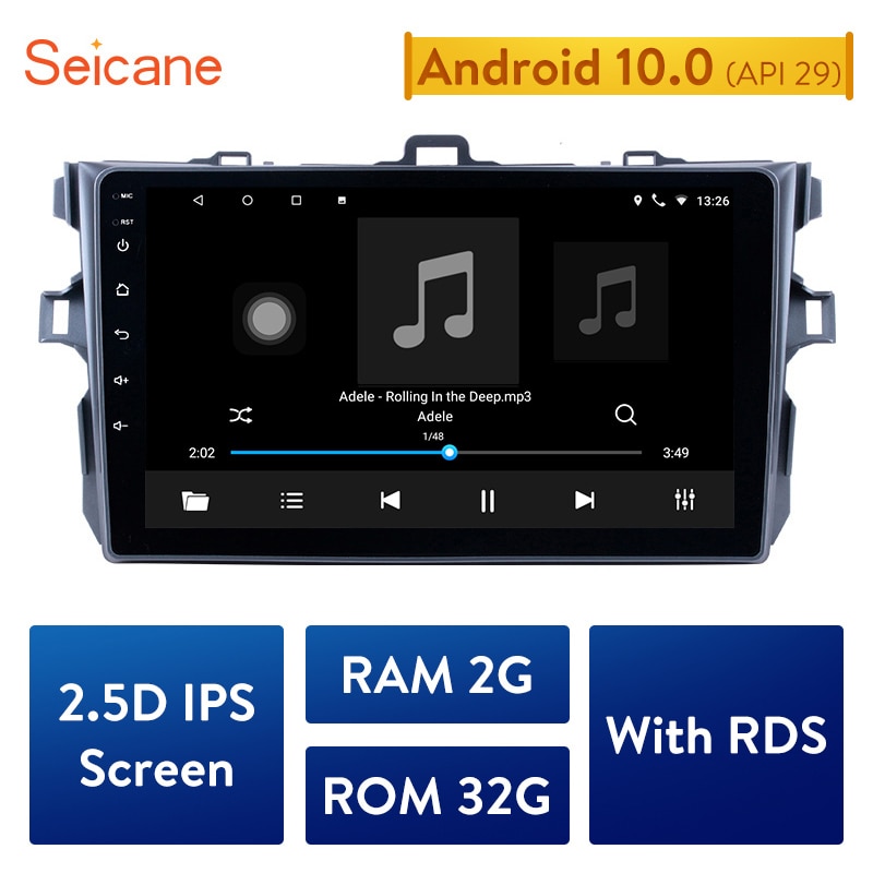 Seicane 9″ Android 10.0 Car GPS Multimedia For 2006 2007 2008 2009 2010 2011 2012 Toyota Corolla Navi Player Support Bluetooth Seicane 9