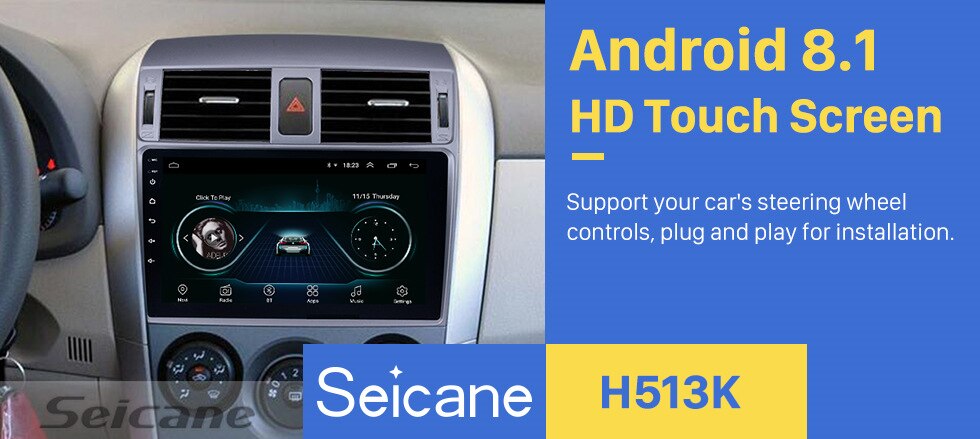 Seicane 9 inch Android 8.1 2Din Car Radio Quad Core WIFI Bluetooth Multimedia Player For 2007 2008 2009 2010 Toyota OLD Corolla