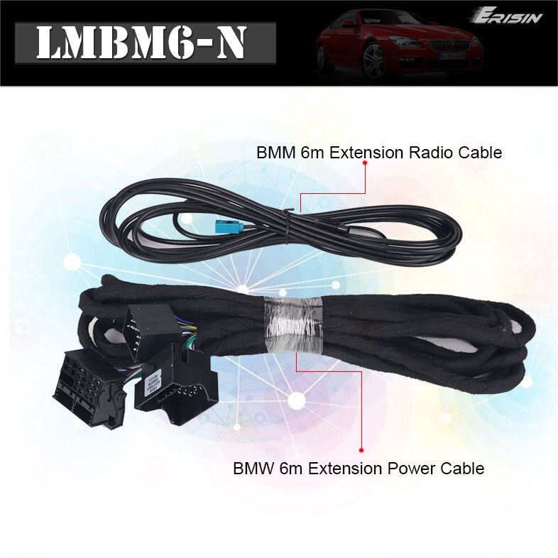 Erisin LMBM6-N for BMW Car of our brand with Blue & White 12 Pin Connectors need this 6m Extension Power & Radio Cable Erisin LMBM6-N for BMW Car of our brand with Blue & White 12 Pin Connectors need this 6m Extension Power & Radio Cable