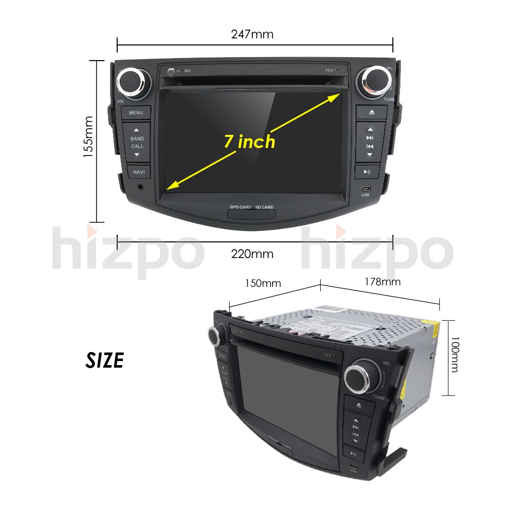 NEW !!! Android 10 car dvd player for Toyota RAV4 Rav 4 2007 2008 2009 2010 2011 2 din 1024*600 car dvd gps wifi rds TPMS