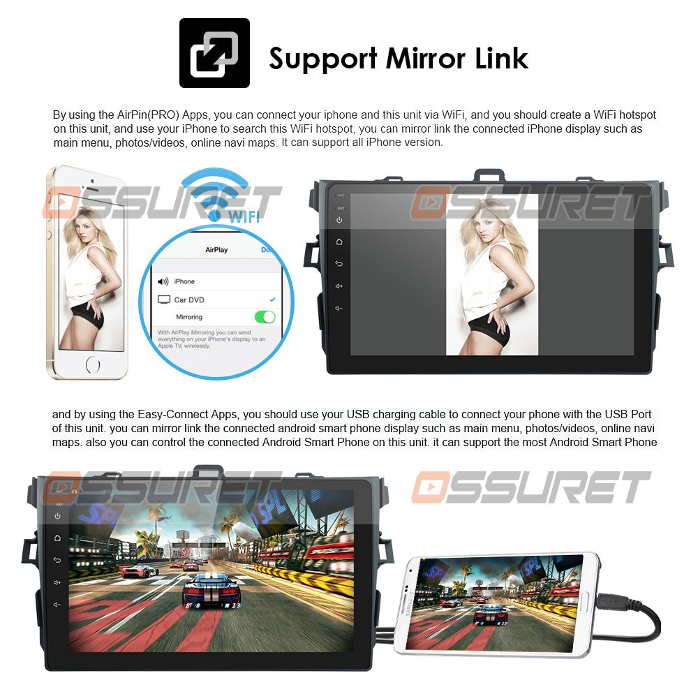 2 Din Android 10 2GB RAM 32GB ROM Car Radio Multimedia Player For Toyota Corolla 2007 - 2011 2014 - 2016 support BT WIFI&4G SWC