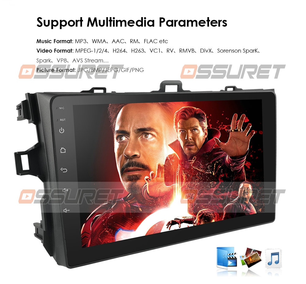 2 Din Android 10 2GB RAM 32GB ROM Car Radio Multimedia Player For Toyota Corolla 2007 - 2011 2014 - 2016 support BT WIFI&4G SWC
