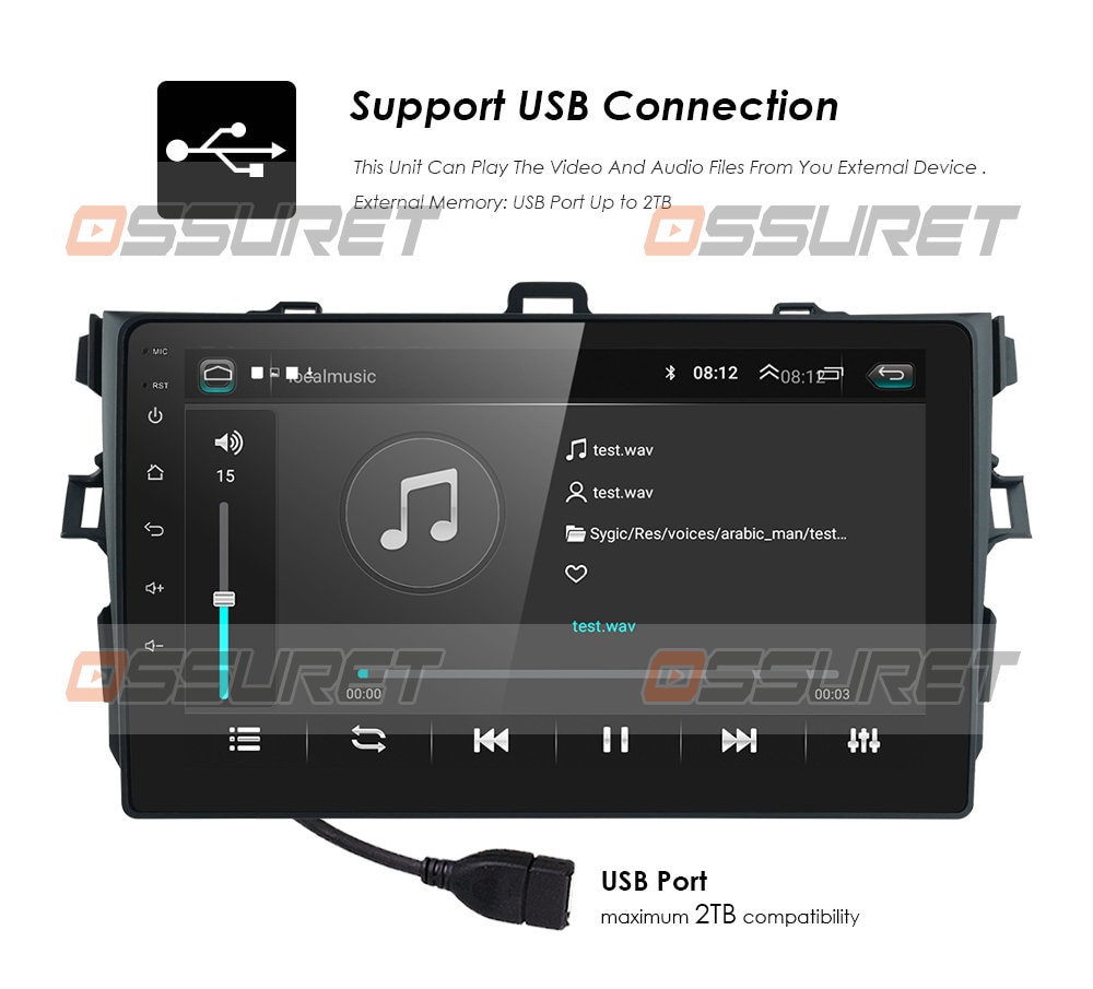 2 Din Android 10 2GB RAM 32GB ROM Car Radio Multimedia Player For Toyota Corolla 2007 - 2011 2014 - 2016 support BT WIFI&4G SWC