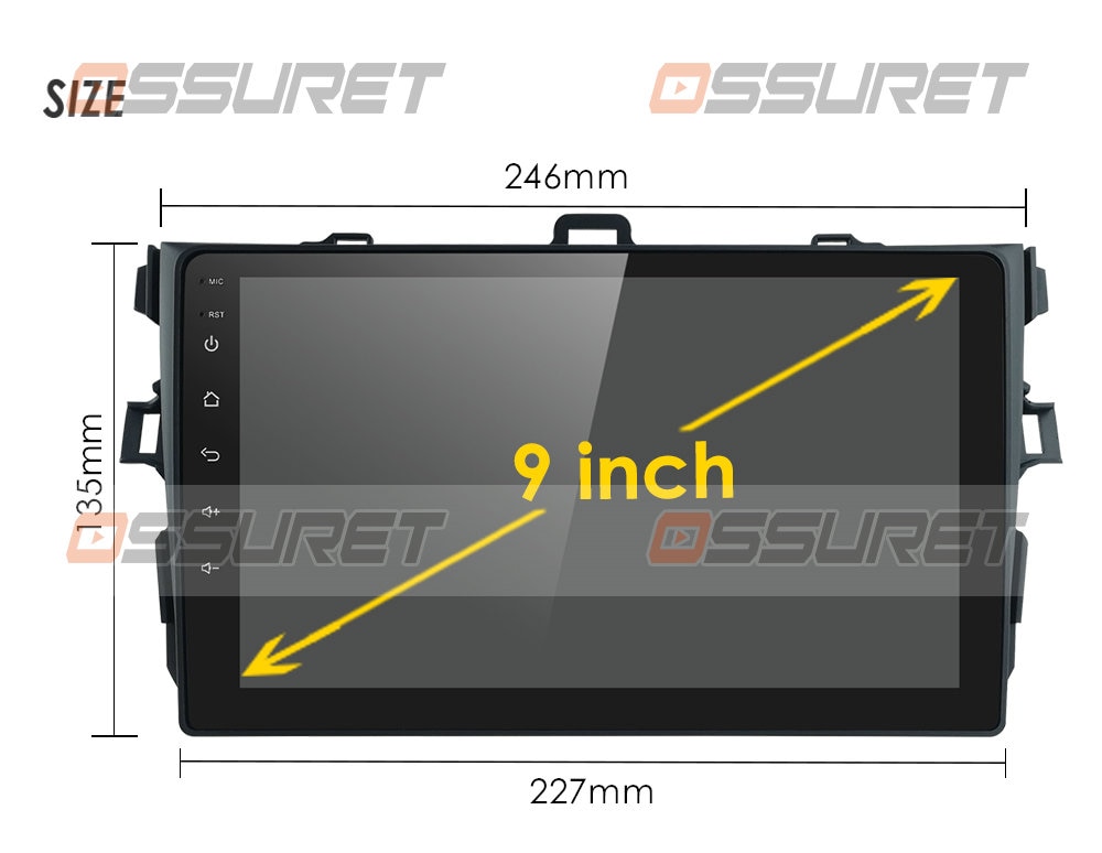 2 Din Android 10 2GB RAM 32GB ROM Car Radio Multimedia Player For Toyota Corolla 2007 - 2011 2014 - 2016 support BT WIFI&4G SWC