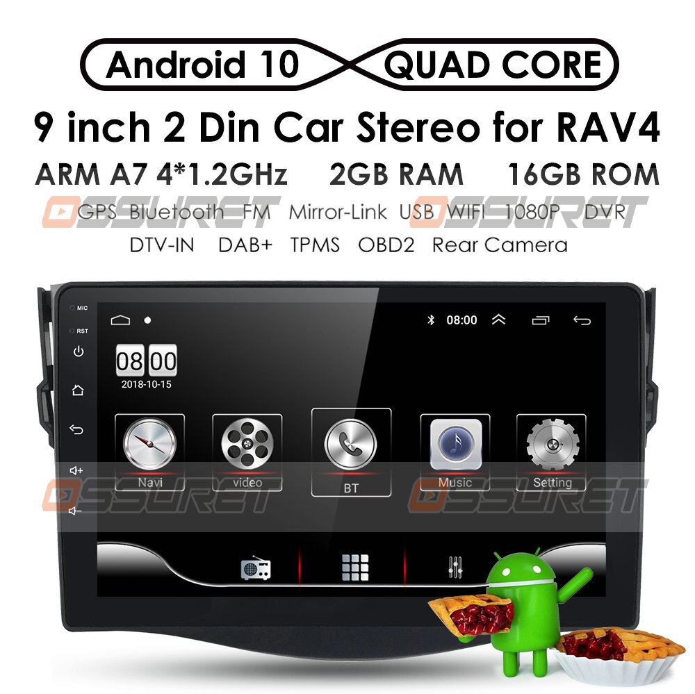 Android 10 9'' Car radio dvd gps navigation player For Toyota RAV4 2006 2007-2011 2012 2din Car Radio Multimedia stereo Player