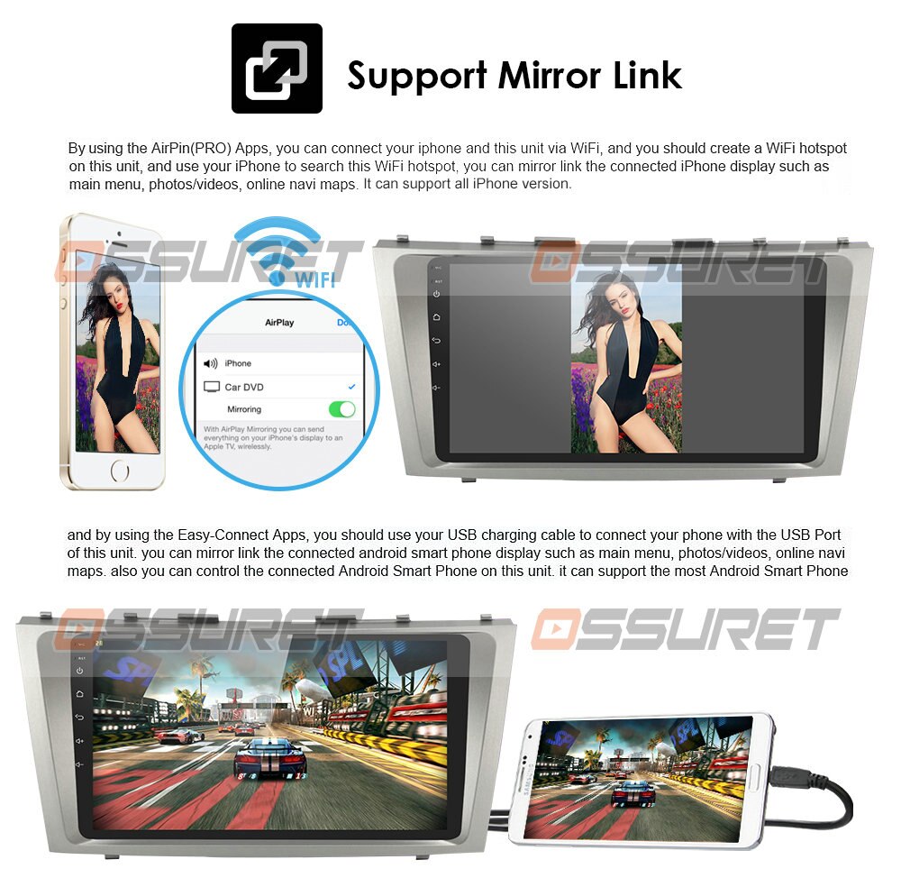 9'' Android 10 2 Din CAR Radio Multimedia Player For Toyota Camry 2007 2008 2009 2010 2011 GPS Navigation with Rear camera BT