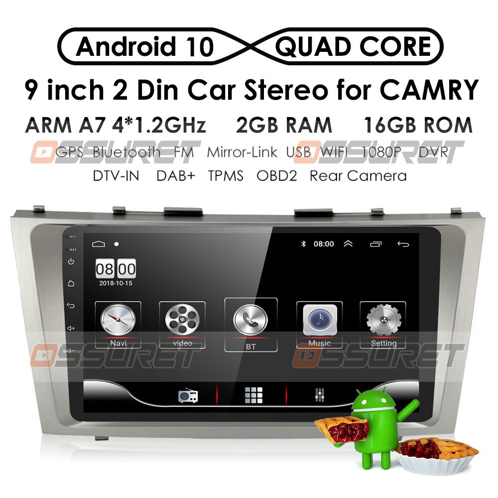 9'' Android 10 2 Din CAR Radio Multimedia Player For Toyota Camry 2007 2008 2009 2010 2011 GPS Navigation with Rear camera BT