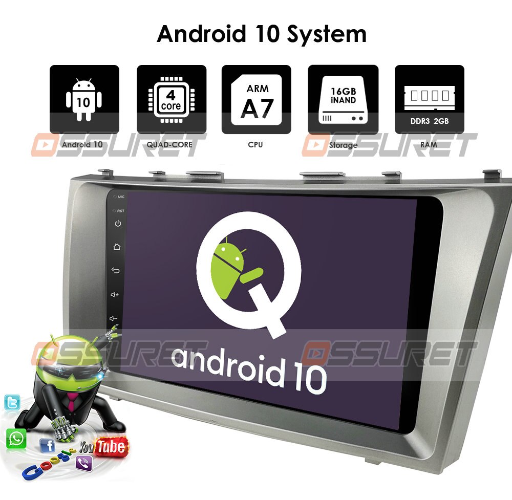 9'' Android 10 2 Din CAR Radio Multimedia Player For Toyota Camry 2007 2008 2009 2010 2011 GPS Navigation with Rear camera BT