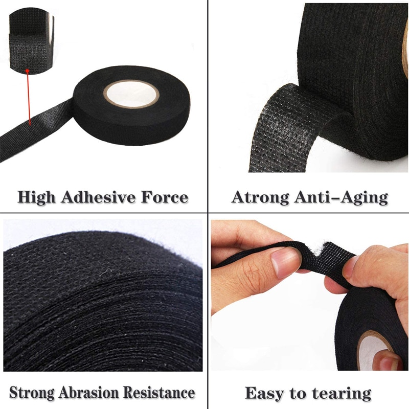 15 Meter Heat-resistant Flame Retardant Tape Coroplast Adhesive Cloth Tape For Car Cable Harness Wiring Loom Protection 15 Meter Heat-resistant Flame Retardant Tape Coroplast Adhesive Cloth Tape For Car Cable Harness Wiring Loom Protection