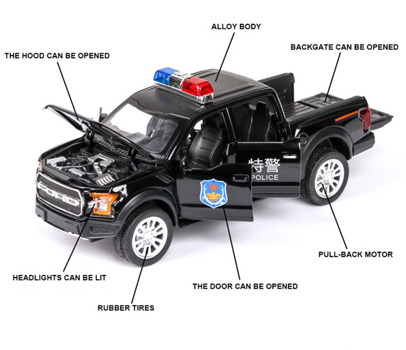 1/32 Alloy Ford F150 Pickup Model Toy Car Die Cast Sound Light Pull Back Police Toys Vehicle For Kids Children 1/32 Alloy Ford F150 Pickup Model Toy Car Die Cast Sound Light Pull Back Police Toys Vehicle For Kids Children