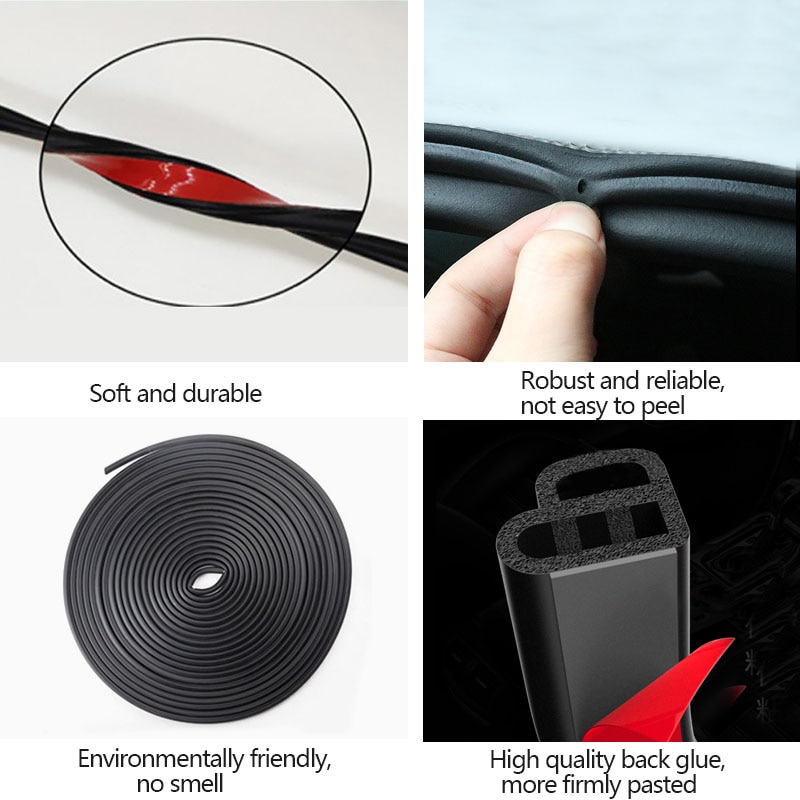 Car Door Rubber Seal Strips Auto Double Layer Sealing Stickers For Door Trunk Sound Insulation Weatherstrip Interior Accessories Car Door Rubber Seal Strips Auto Double Layer Sealing Stickers For Door Trunk Sound Insulation Weatherstrip Interior Accessories