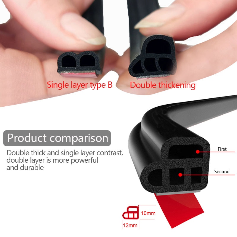 Car Door Rubber Seal Strips Auto Double Layer Sealing Stickers For Door Trunk Sound Insulation Weatherstrip Interior Accessories Car Door Rubber Seal Strips Auto Double Layer Sealing Stickers For Door Trunk Sound Insulation Weatherstrip Interior Accessories