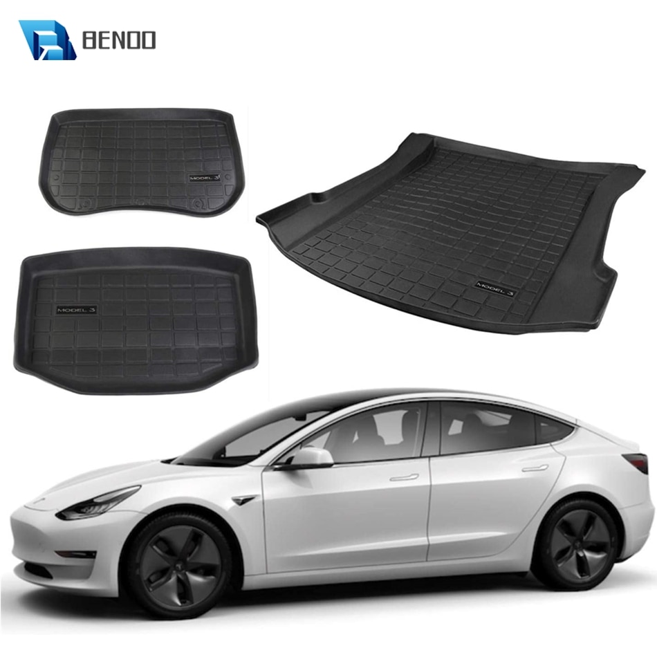 BENOO Customized TPE Waterproof Trunk Mat Front Box Mat For Tesla Model 3 Car Rear Trunk Storage Mat Cargo Tray Trunk Protective BENOO Customized TPE Waterproof Trunk Mat Front Box Mat For Tesla Model 3 Car Rear Trunk Storage Mat Cargo Tray Trunk Protective