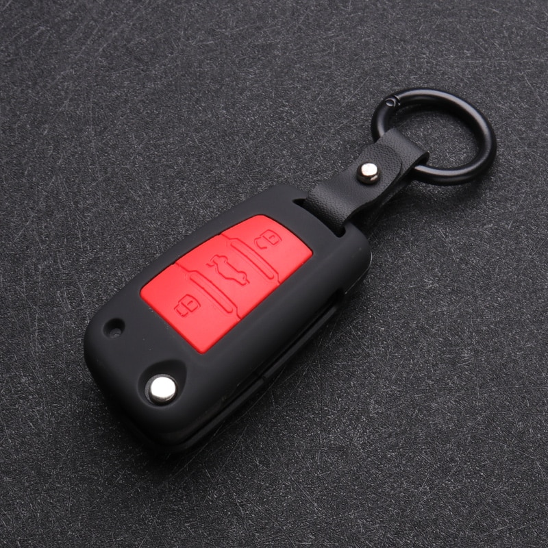 ABS Carbon fiber Silicone Car Key Cover Protector Case For Audi A3 A4 A5 C5 C6 8L 8P B6 B7 B8 C6 RS3 Q3 Q7 TT 8L 8V S3 keychain