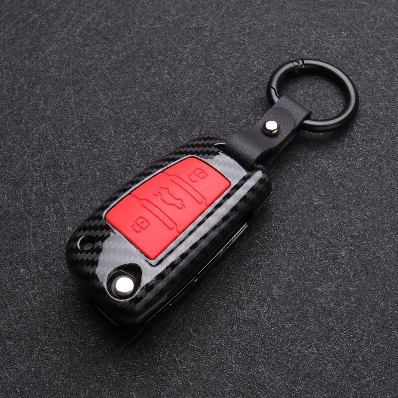 ABS Carbon fiber Silicone Car Key Cover Protector Case For Audi A3 A4 A5 C5 C6 8L 8P B6 B7 B8 C6 RS3 Q3 Q7 TT 8L 8V S3 keychain