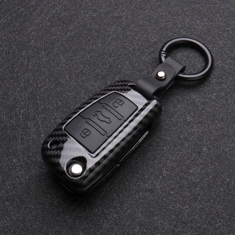 ABS Carbon fiber Silicone Car Key Cover Protector Case For Audi A3 A4 A5 C5 C6 8L 8P B6 B7 B8 C6 RS3 Q3 Q7 TT 8L 8V S3 keychain