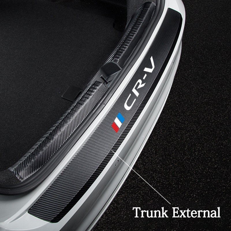 Carbon Fiber Leather Car Rear Bumper Protection Sticker For Honda CR-V CRV 2017 2018 2019 2020 Trunk Plate Tail Trim Protective Carbon Fiber Leather Car Rear Bumper Protection Sticker For Honda CR-V CRV 2017 2018 2019 2020 Trunk Plate Tail Trim Protective