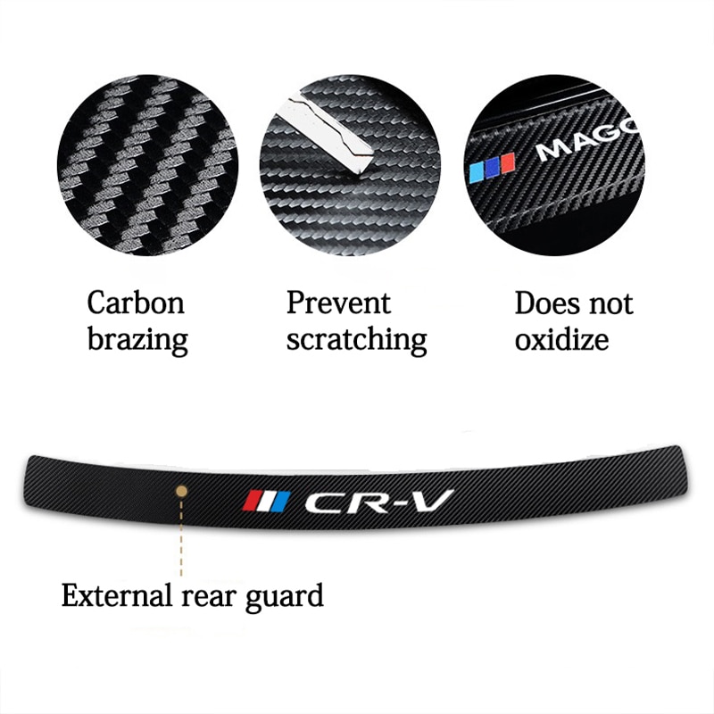 Carbon Fiber Leather Car Rear Bumper Protection Sticker For Honda CR-V CRV 2017 2018 2019 2020 Trunk Plate Tail Trim Protective Carbon Fiber Leather Car Rear Bumper Protection Sticker For Honda CR-V CRV 2017 2018 2019 2020 Trunk Plate Tail Trim Protective
