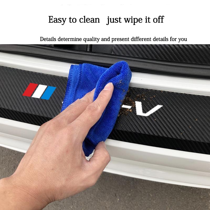 Carbon Fiber Leather Car Rear Bumper Protection Sticker For Honda CR-V CRV 2017 2018 2019 2020 Trunk Plate Tail Trim Protective Carbon Fiber Leather Car Rear Bumper Protection Sticker For Honda CR-V CRV 2017 2018 2019 2020 Trunk Plate Tail Trim Protective