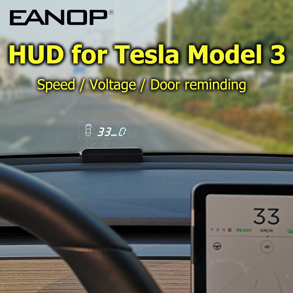 EANOP HUD E100 Head up display Speed Projector Speedometer Turning light Gear Guide Battery display for tesla model 3 car access EANOP HUD E100 Head up display Speed Projector Speedometer Turning light Gear Guide Battery display for tesla model 3 car access