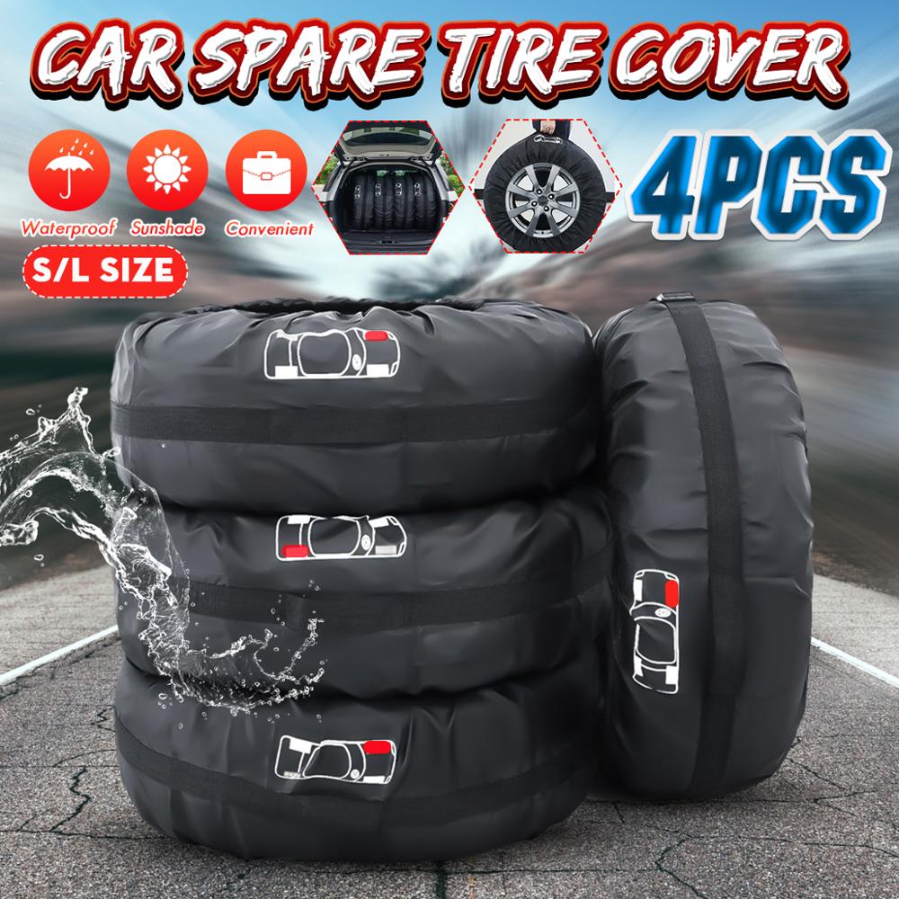 Universal 4pcs S/L Car Spare Tire Waterproof Cover Case Polyester Storag