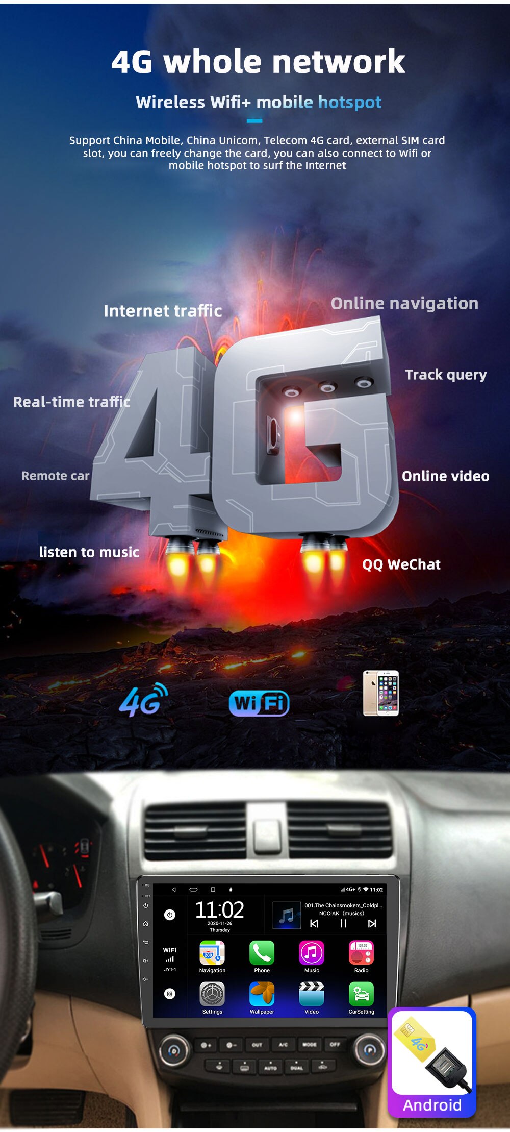 PEERCE For Honda Accord 7 2003-2008 Navigation Android 10 Carplay RDS 4G Car Radio Multimedia Player Auto FM AM DSP 2 din no dvd