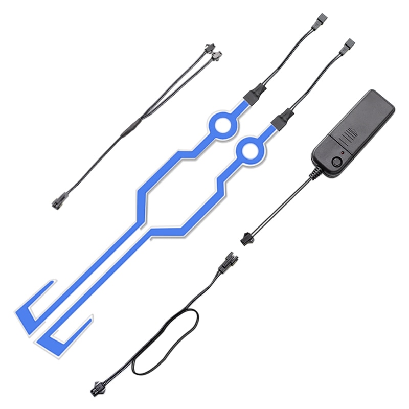 Motorcycle Bike Helmet LED cold light Strip EL Sticker Waterproof 4 Flashing Warning Lights Night Riding Helmet Kit