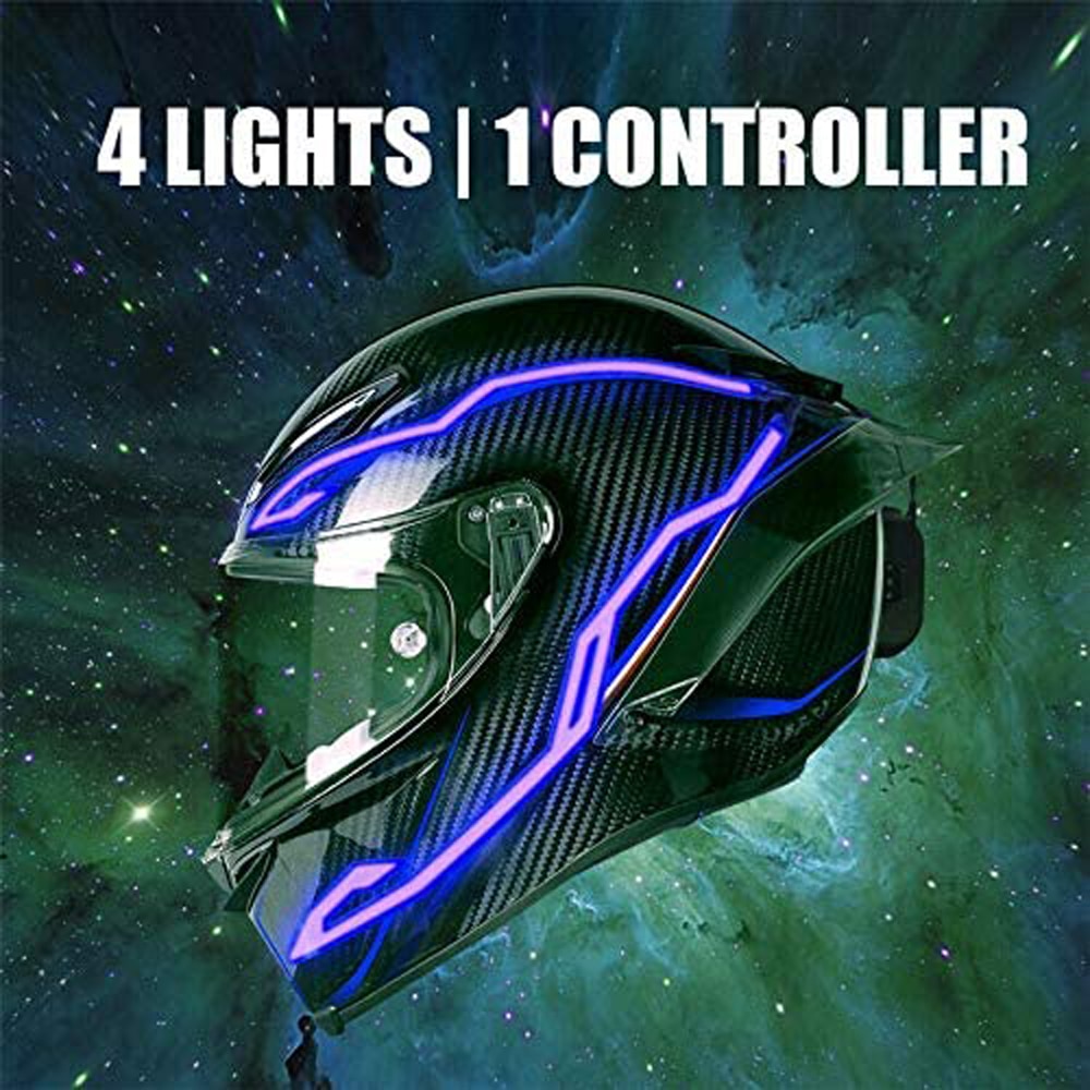 Motorcycle Bike Helmet LED cold light Strip EL Sticker Waterproof 4 Flashing Warning Lights Night Riding Helmet Kit