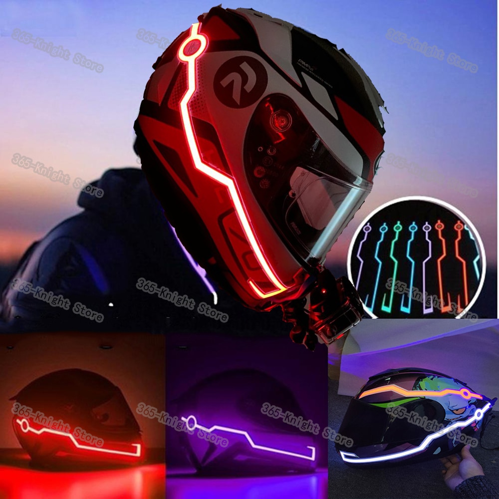 Motorcycle Bike Helmet LED cold light Strip EL Sticker Waterproof 4 Flashing Warning Lights Night Riding Helmet Kit