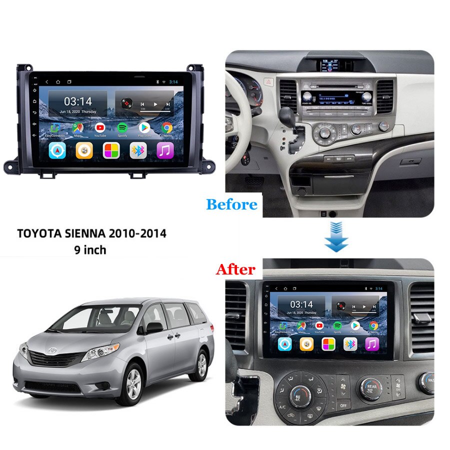 9" For Toyota SIENNA 2011-2014 Manual Android 10 Carplay Auto 4G Sim WiFi DSP RDS Car Radio Stereo Multimedia Video Player